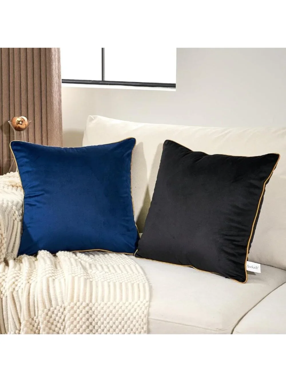 Set of 2 Soft Velvet Square Pillow Covers | Modern Decorative Cushion Cases
